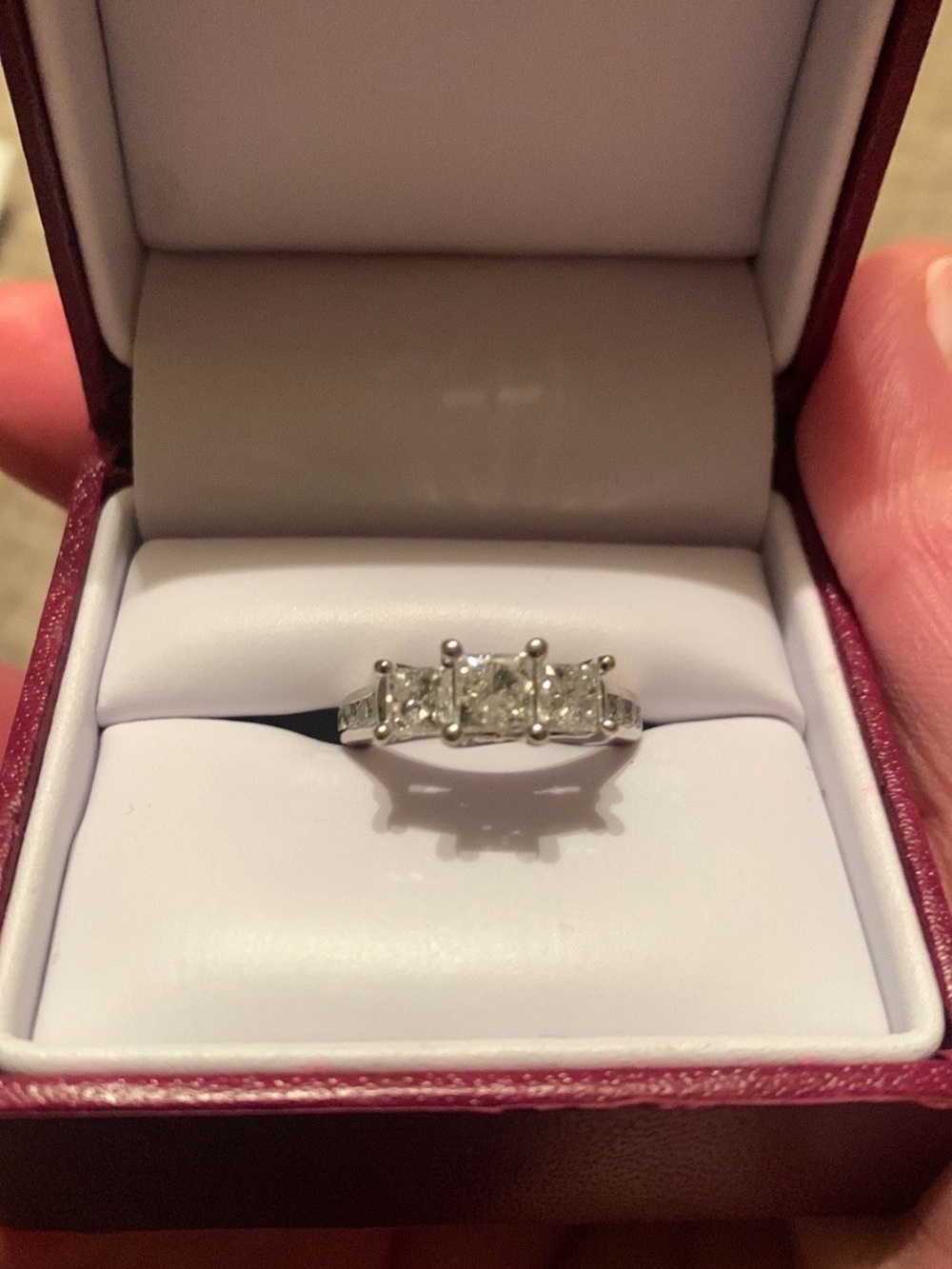 Classic Three-Stone White Gold Diamond Ring - White
